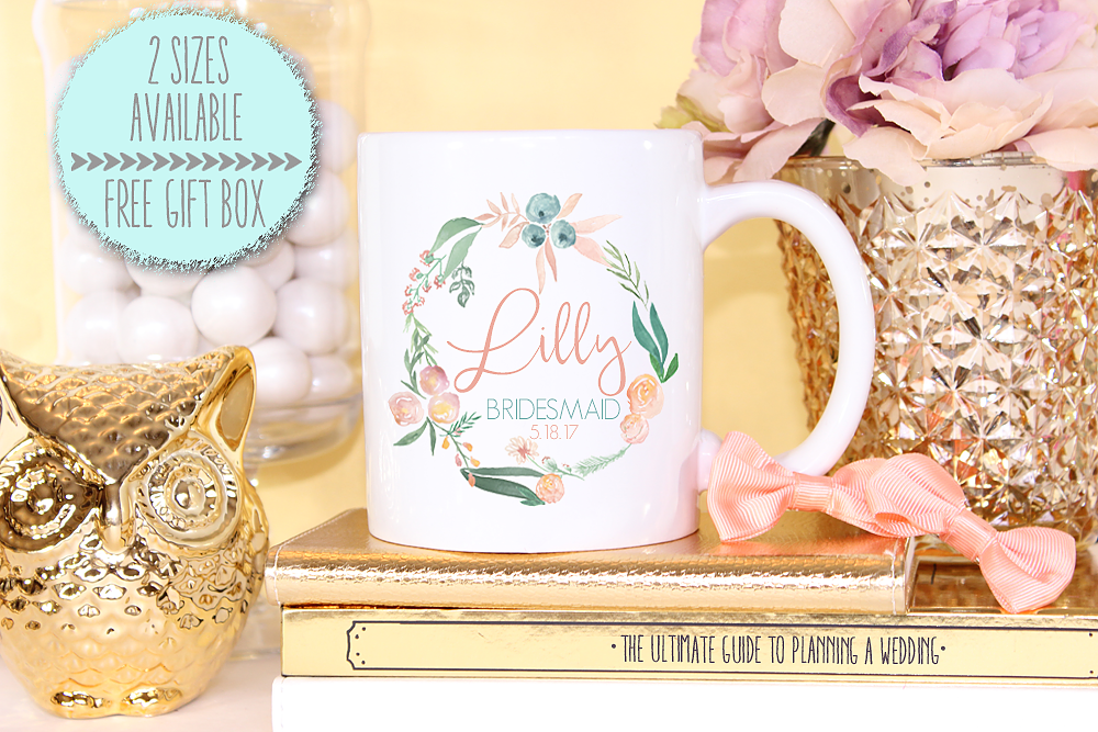 Bridal Party Mug | Floral Bridesmaid Personalized