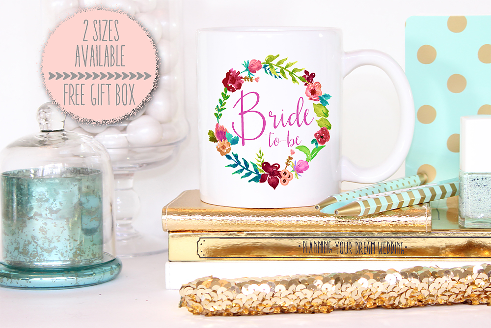 Engagement Mug | Gift for Future Bride | Bride to Be Floral Wreath