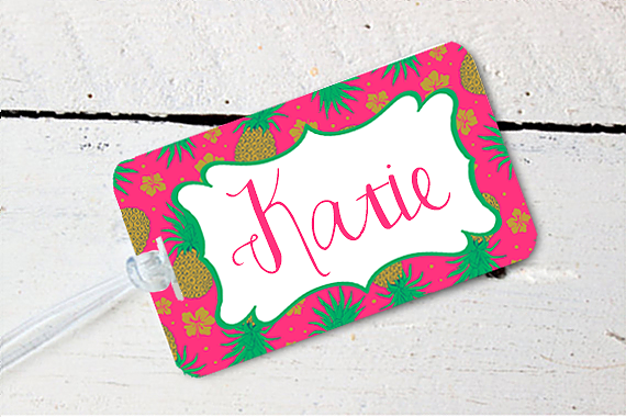 Pineapple Personalized Luggage Tag for Weddings by Ilu.Lily