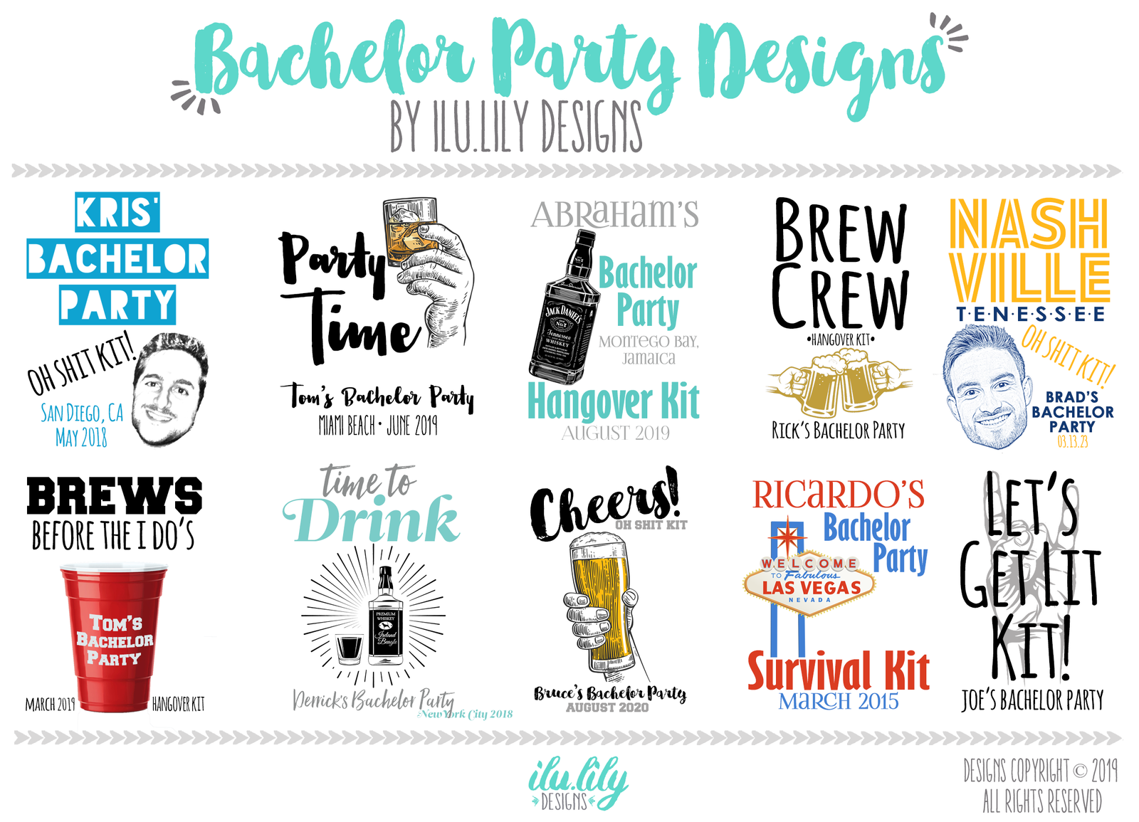 Vegas Personalized Party Favor Bag for Bachelor Parties by Ilu.Lily