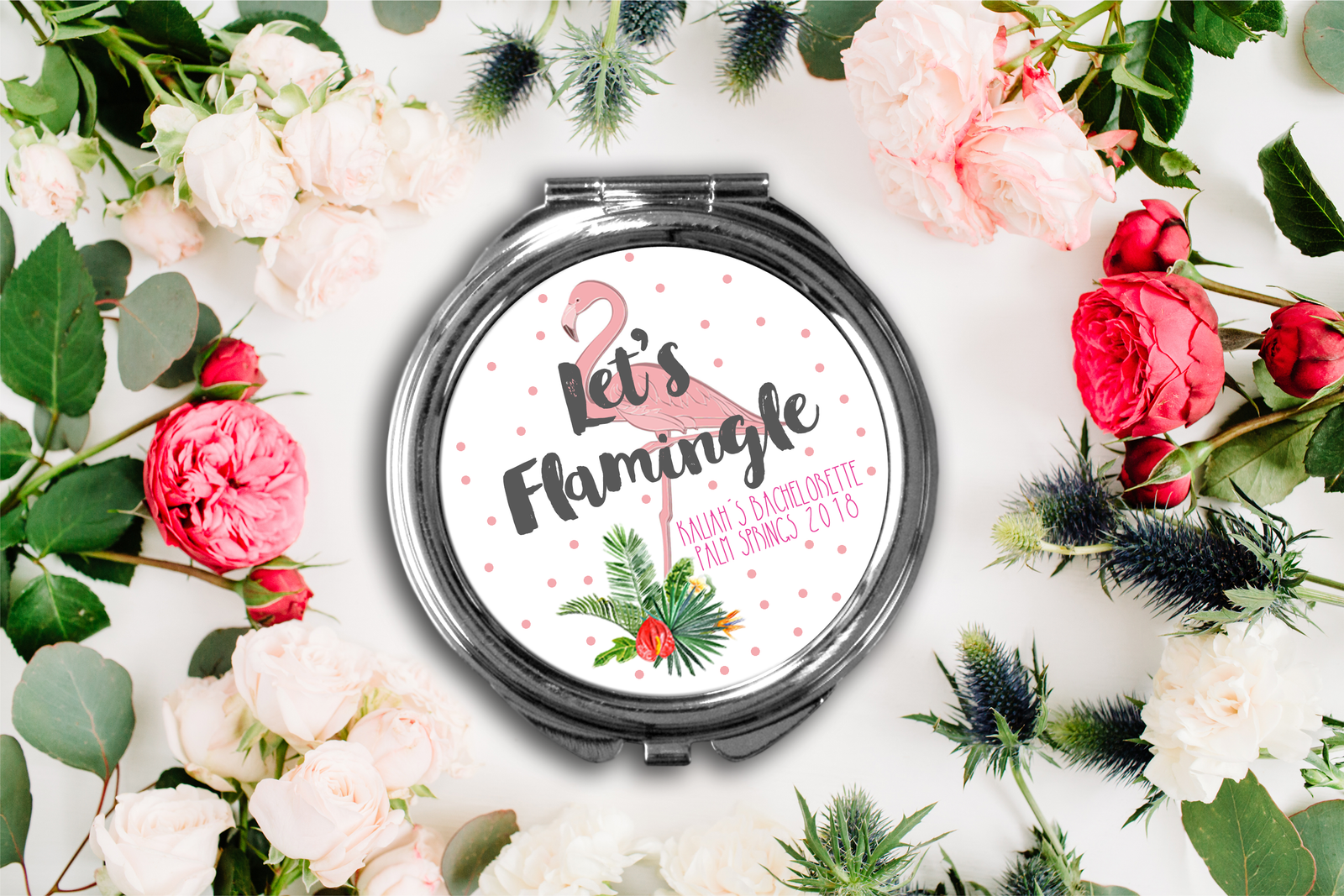 Bridal Party Compact Mirror | Bridesmaid Favors | Let's Flamingle