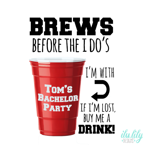 Custom Temporary Tattoo Bachelor Party Favors | Brews Before The I Do's