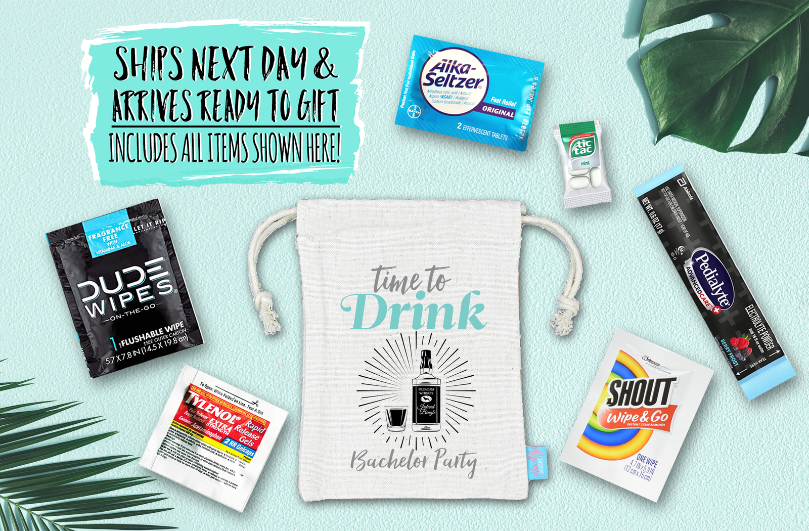 Bachelor Party Hangover Survival Kit with Supplies | Time to Drink Kit