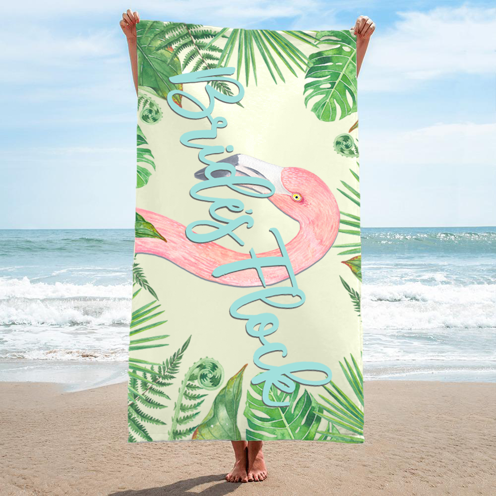 Bridal Party Beach Towel | Flamingo Bachelorette | Bride's Flock