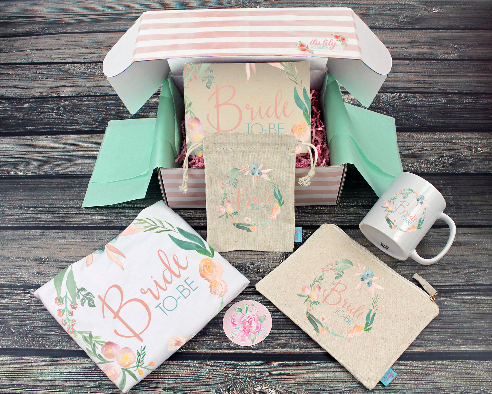Bride to Be Gift Box | Bride to Be Gift | Floral Wreath