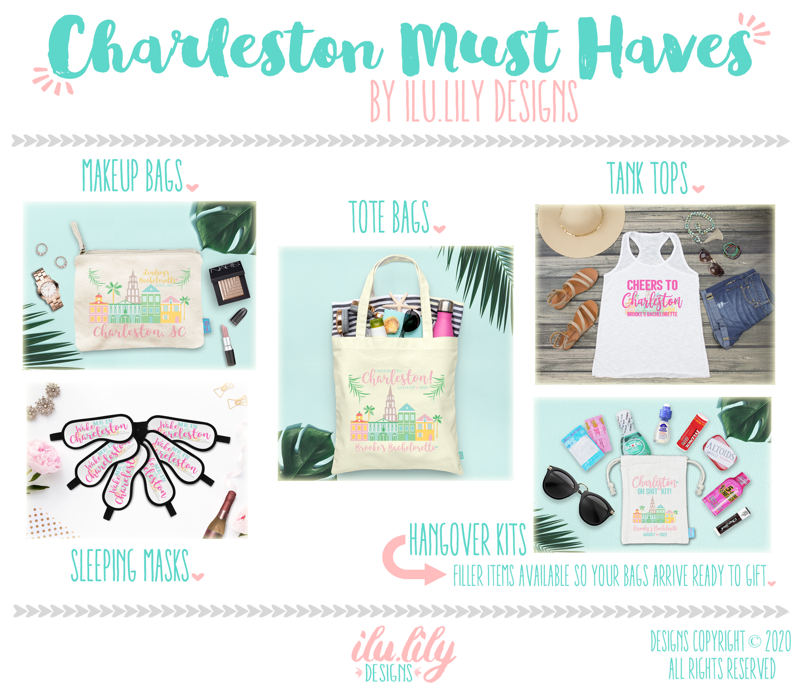 Charleston Personalized Canvas Tote Bag for Bachelorette Parties by Ilu.Lily