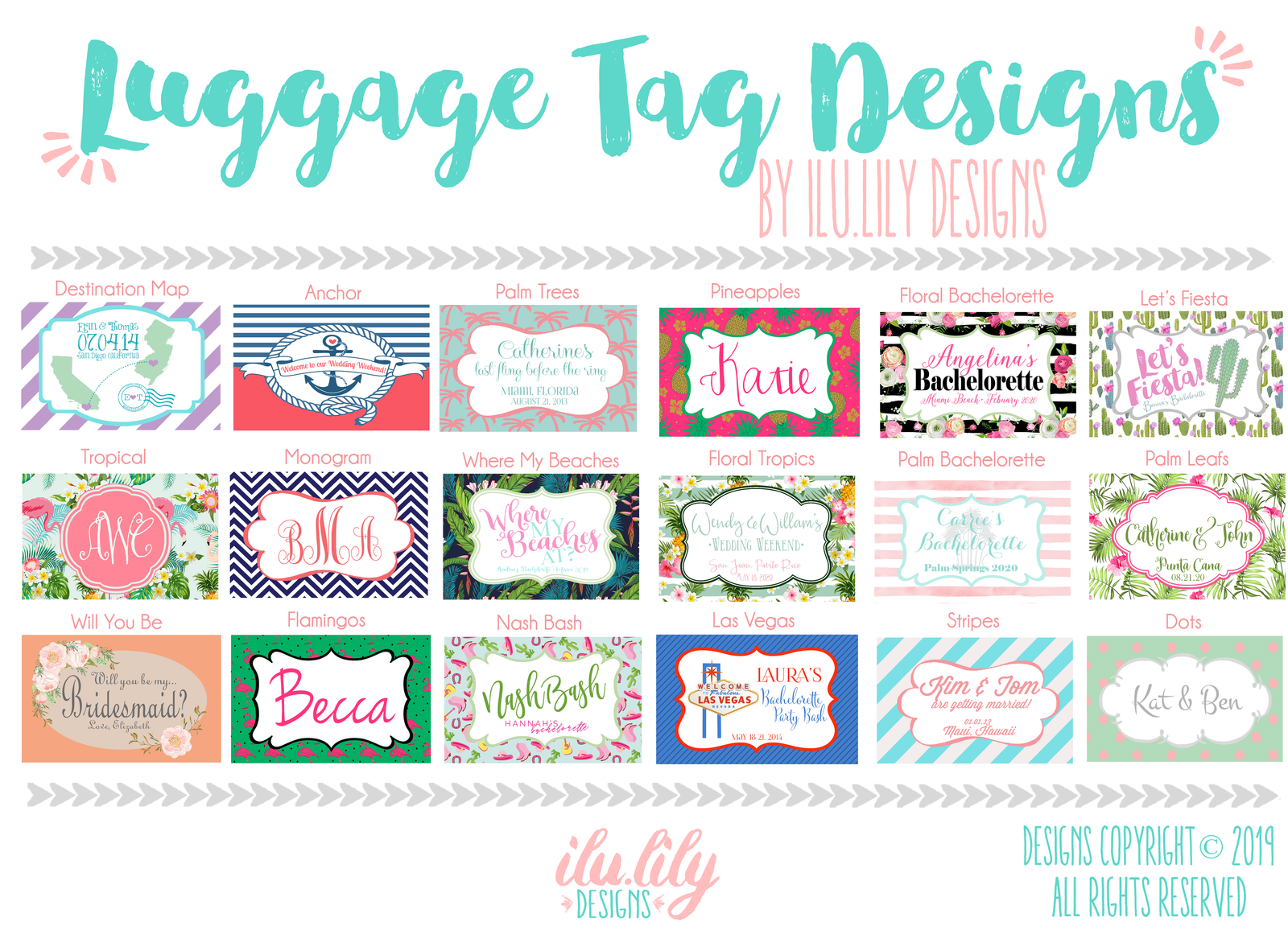 Vegas Personalized Luggage Tag for Bachelorette Parties by Ilu.Lily