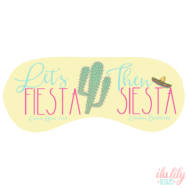 Bachelorette Sleep Mask Party Favor | Personalized Sleep Masks | Let's Fiesta Then Siesta