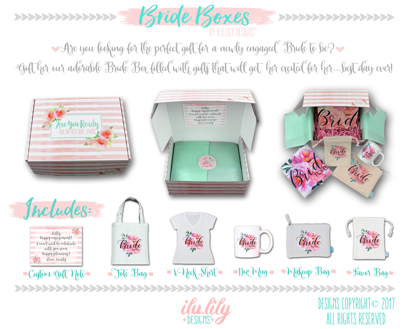 Bride Gift Box | Gift for Bride to Be | Pink Floral Bride