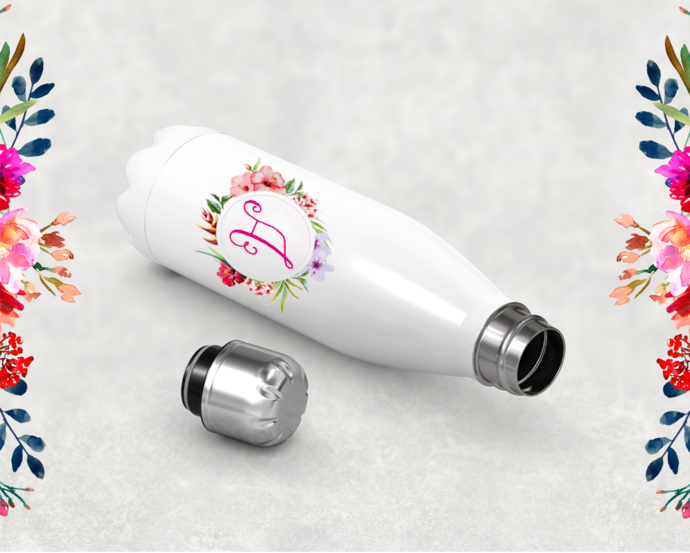Bridal Party Personalized Water Bottles | Swell Style Water Bottle | Floral Initial