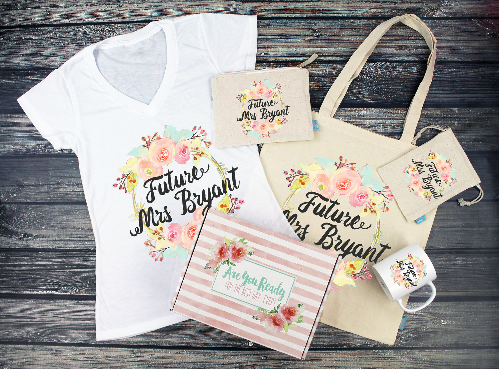 Engagement Gift Box | Gift for Bride to Be | Floral Wreath