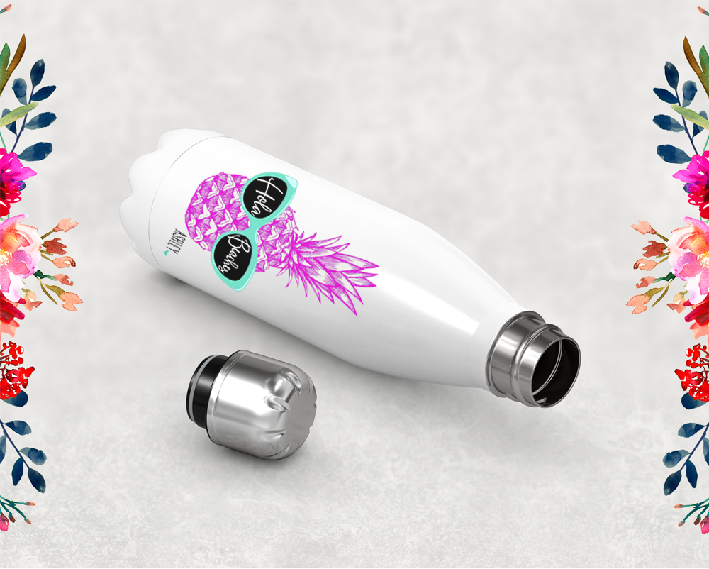 Bridal Party Favor Water Bottle | Pineapple Bachelorette | Retro Pineapple Hola Beaches