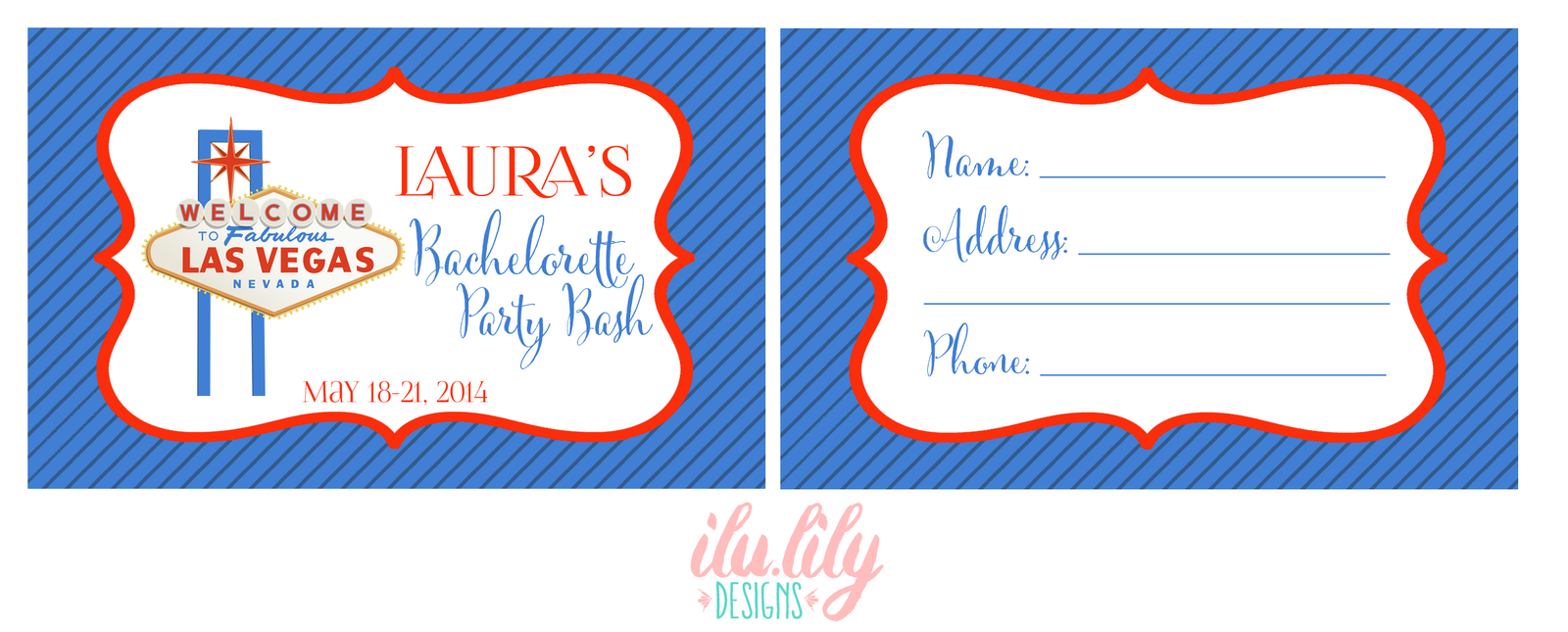Vegas Personalized Luggage Tag for Bachelorette Parties by Ilu.Lily