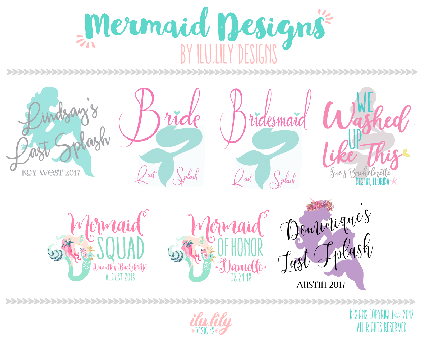Mermaid Personalized Canvas Tote Bag for Bachelorette Parties by Ilu.Lily