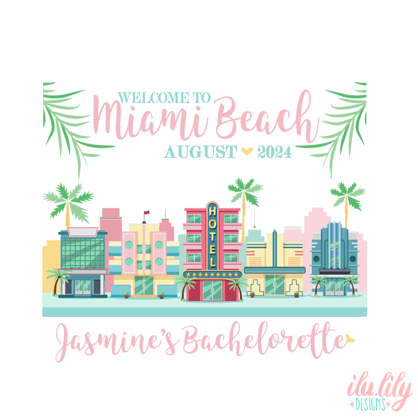 Bachelorette Party Miami Tote Bag | Miami Beach Tote Bag | Miami Beach