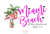Miami Beach Palm Flamingo Beach Bag | Bachelorette Party Burlap Jute Tote Bag Favor | Pretty Flamingo