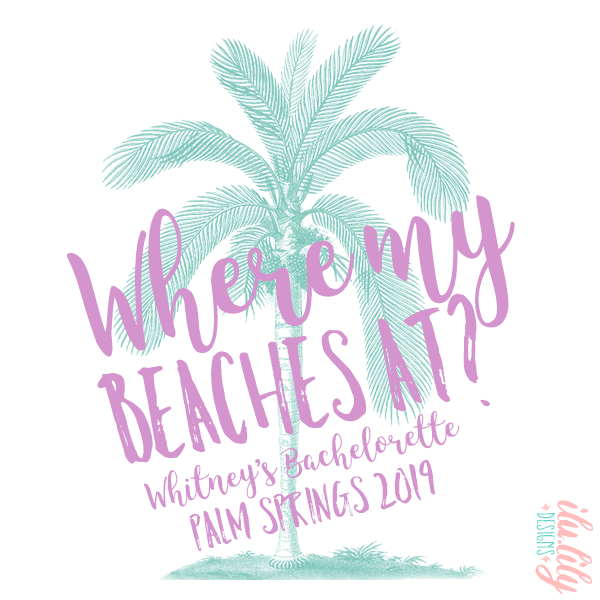 Bachelorette Party Water Bottle | Swell Style Water Bottle | Palm Tree Where My Beaches At?