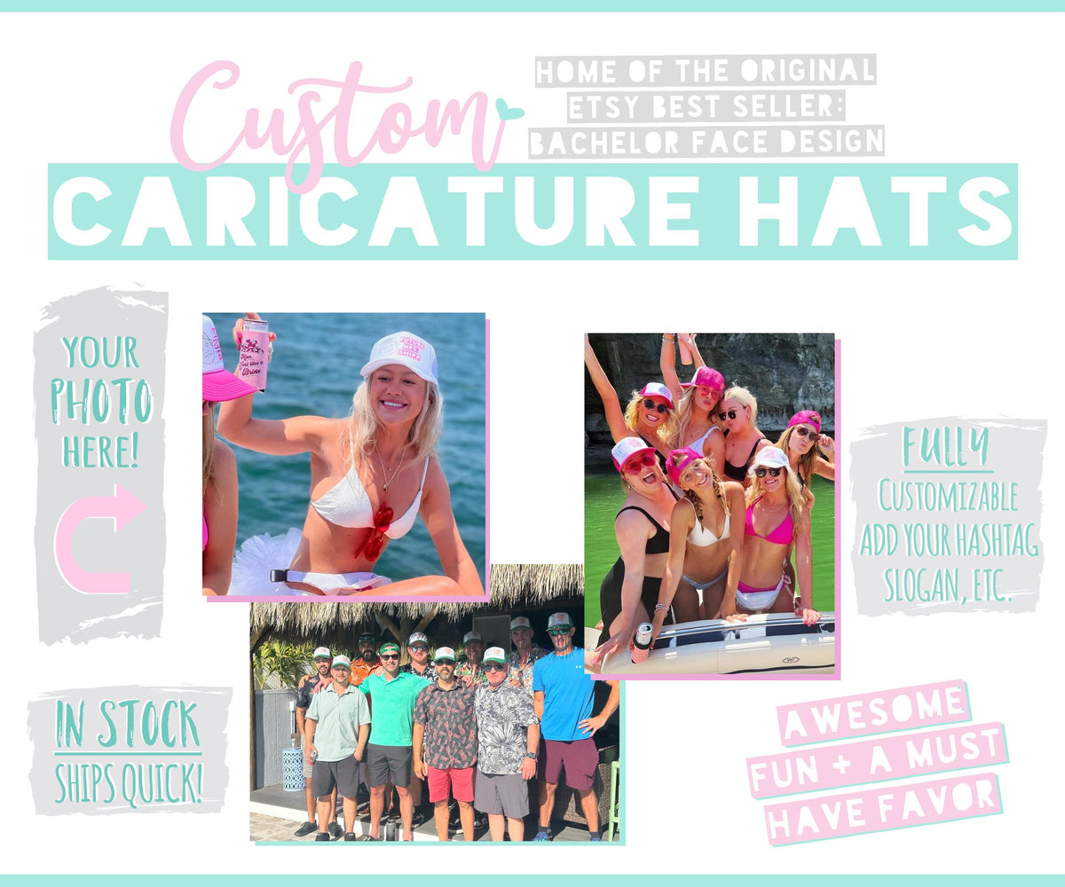 Custom Birthday Hats - Personalized Caricature Trucker Hat | Funny Party Favor