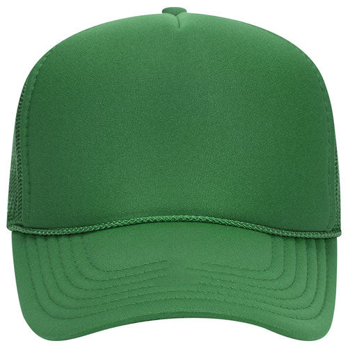 A green baseball cap with a simple, classic design.
