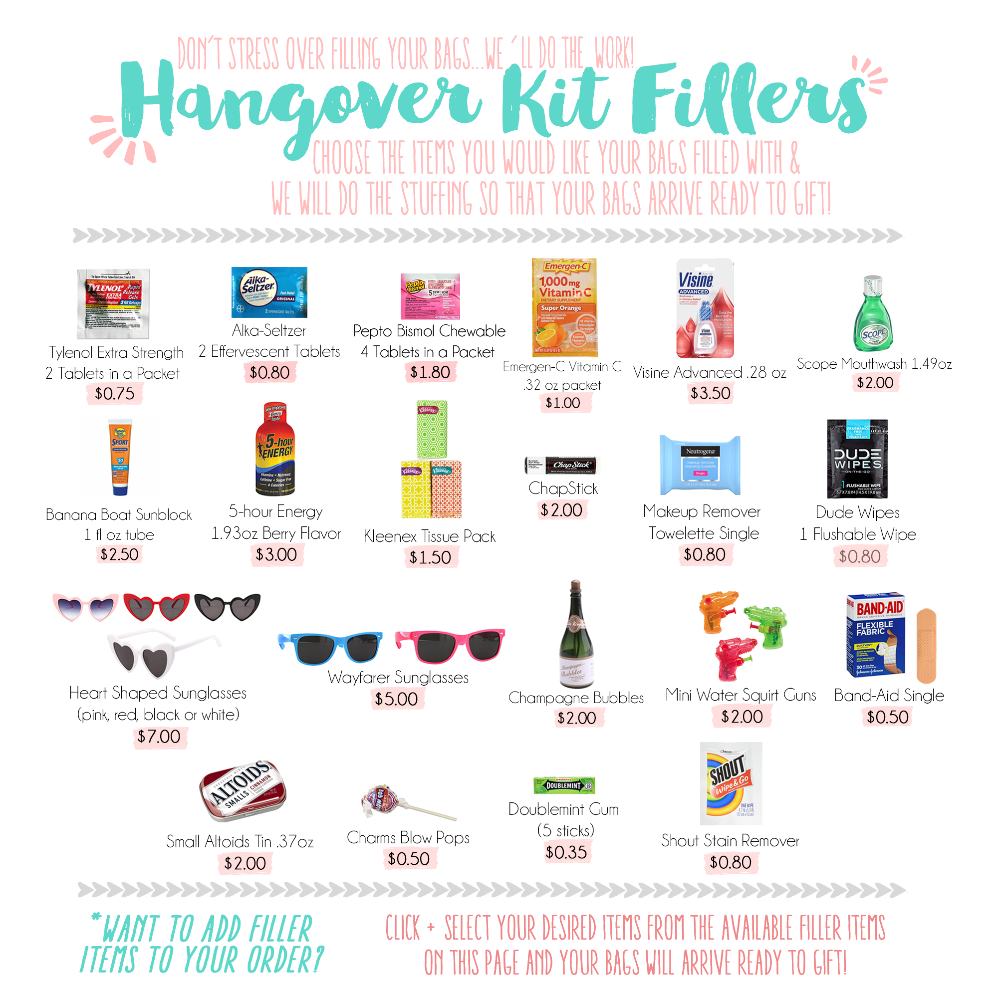 Bachelorette Party Savannah Favor Bag | Savannah, GA Oh Shit Hangover Kit