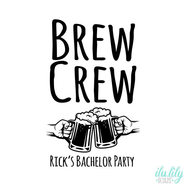Personalized Flask | Custom Brew Crew Stainless Steel Flask - Groomsmen Gift & Bachelor Party Favor
