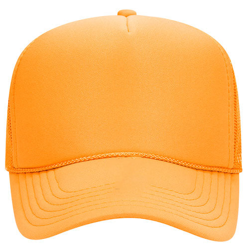 A bright orange baseball cap with a simple, classic design.