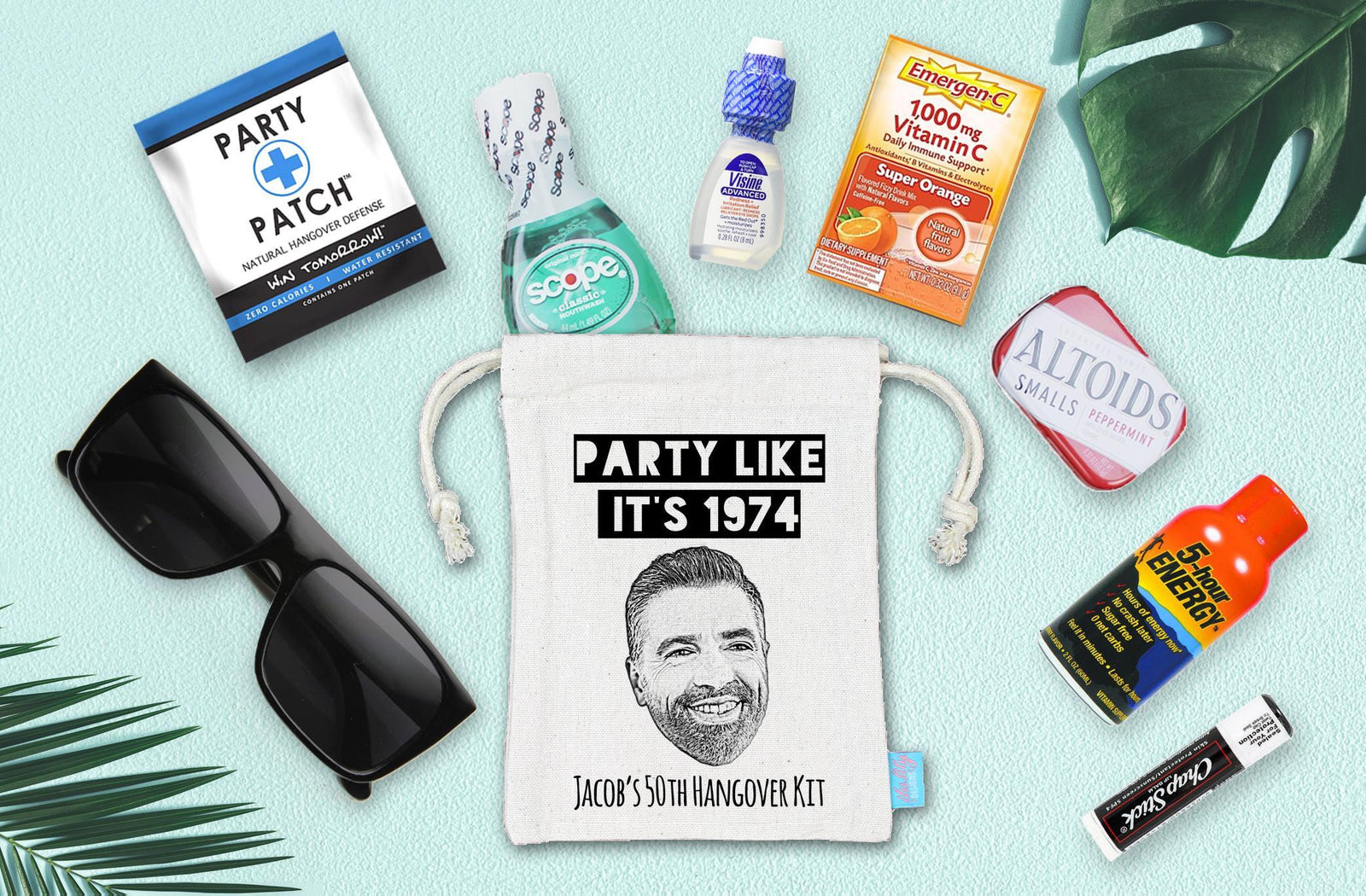 Custom Birthday Hangover Kit – Personalized Caricature Party Favor Bag | Unique Birthday Celebration Kit