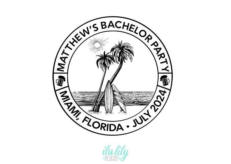 Bachelor Party Hat - Custom Beach Tropical Snapback With Leather Patch