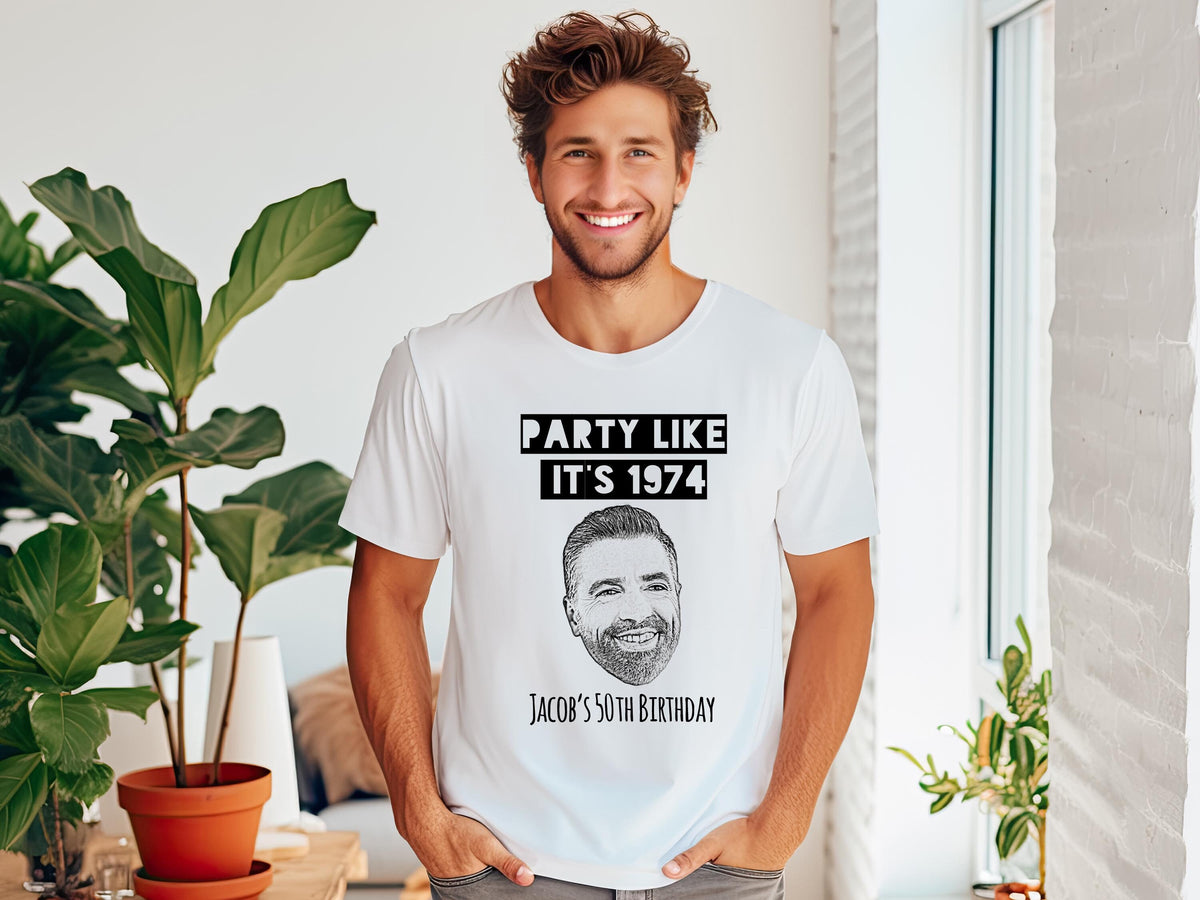 Custom Birthday T-Shirt – Unique Party Favor With Photo Caricature Design