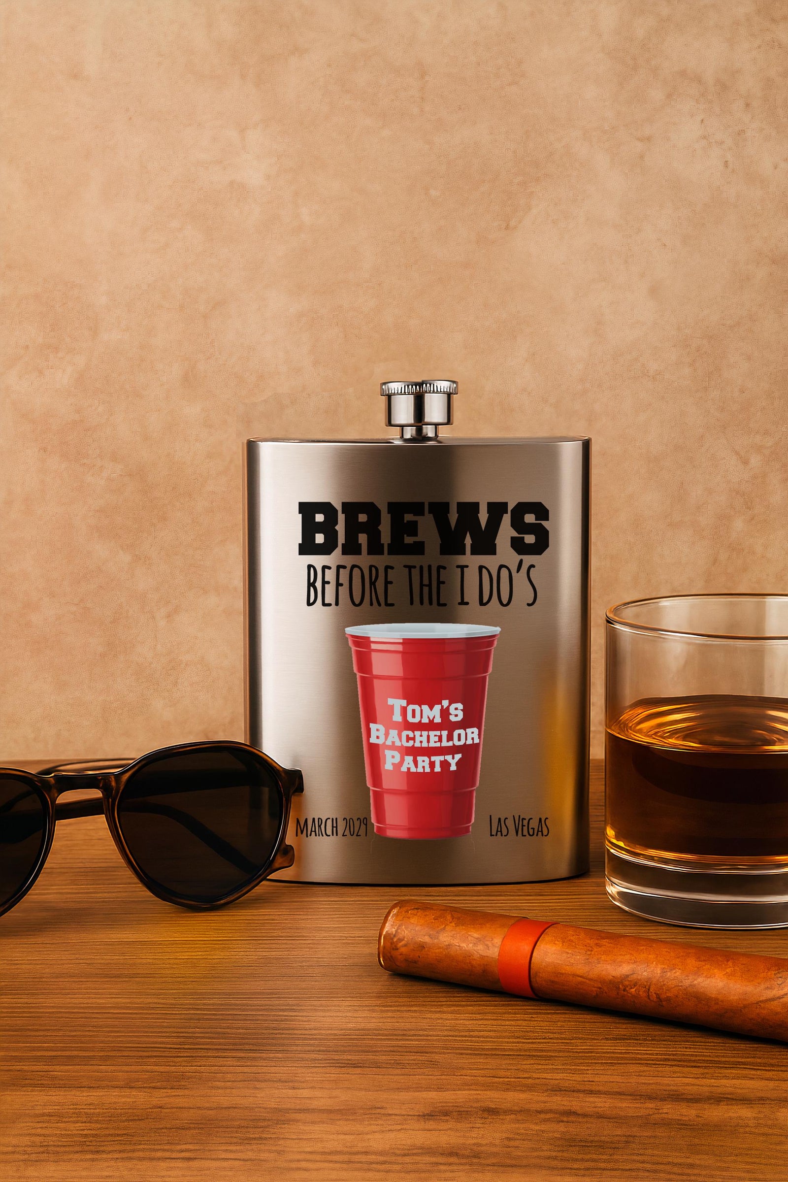 Personalized Flask | Brews Before I Do Flask Gift - Custom Party Favor & Bachelor Party Keepsake