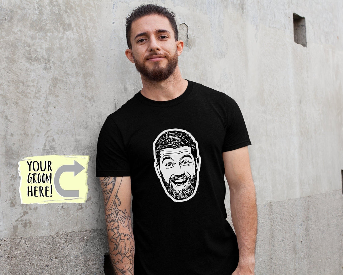 Bachelor Party Shirt - Custom Caricature Groomsmen Gift Cotton Black T-Shirt