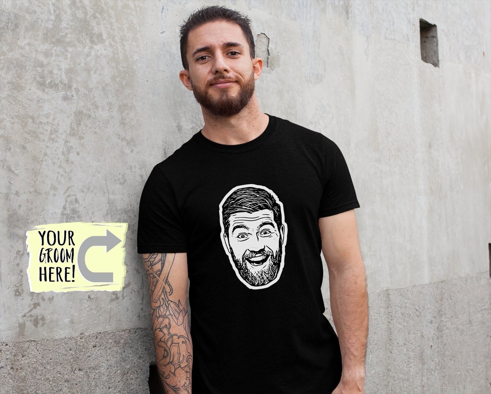 Bachelor Party Shirt - Custom Caricature Groomsmen Gift Cotton Black T-Shirt