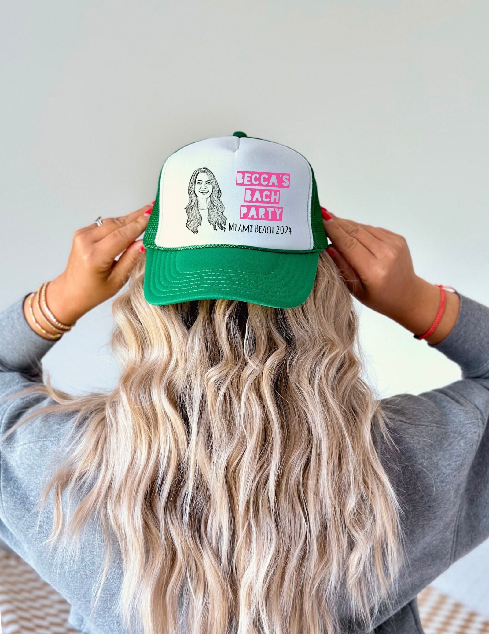 Bachelorette Party Trucker Hat | Custom Photo - Bachelorette Party Hats, Hats for Bachelorette Party, Bachelorette Party Favors Party Hat