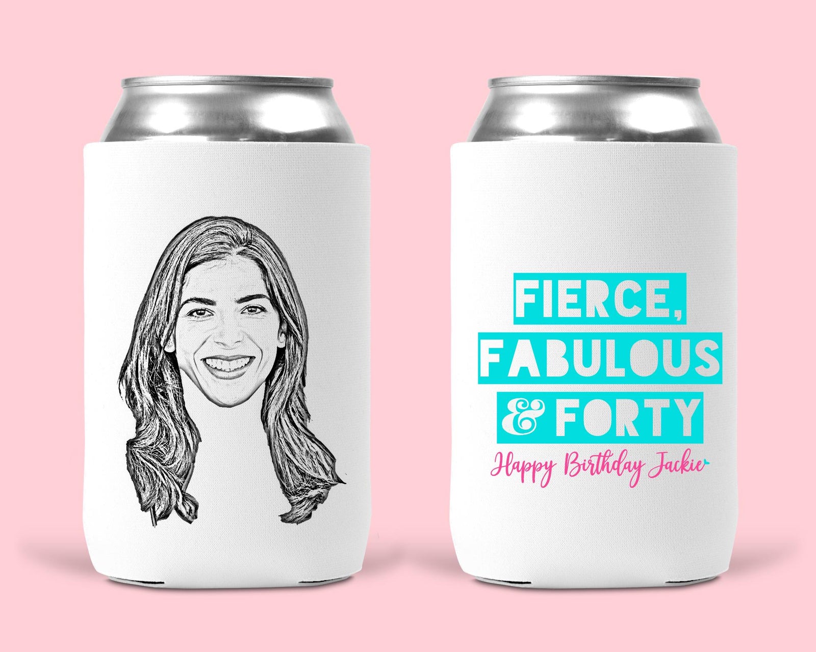Custom Birthday Koozie - Personalized Cozie with Custom Caricature Design | 12oz Can Cooler