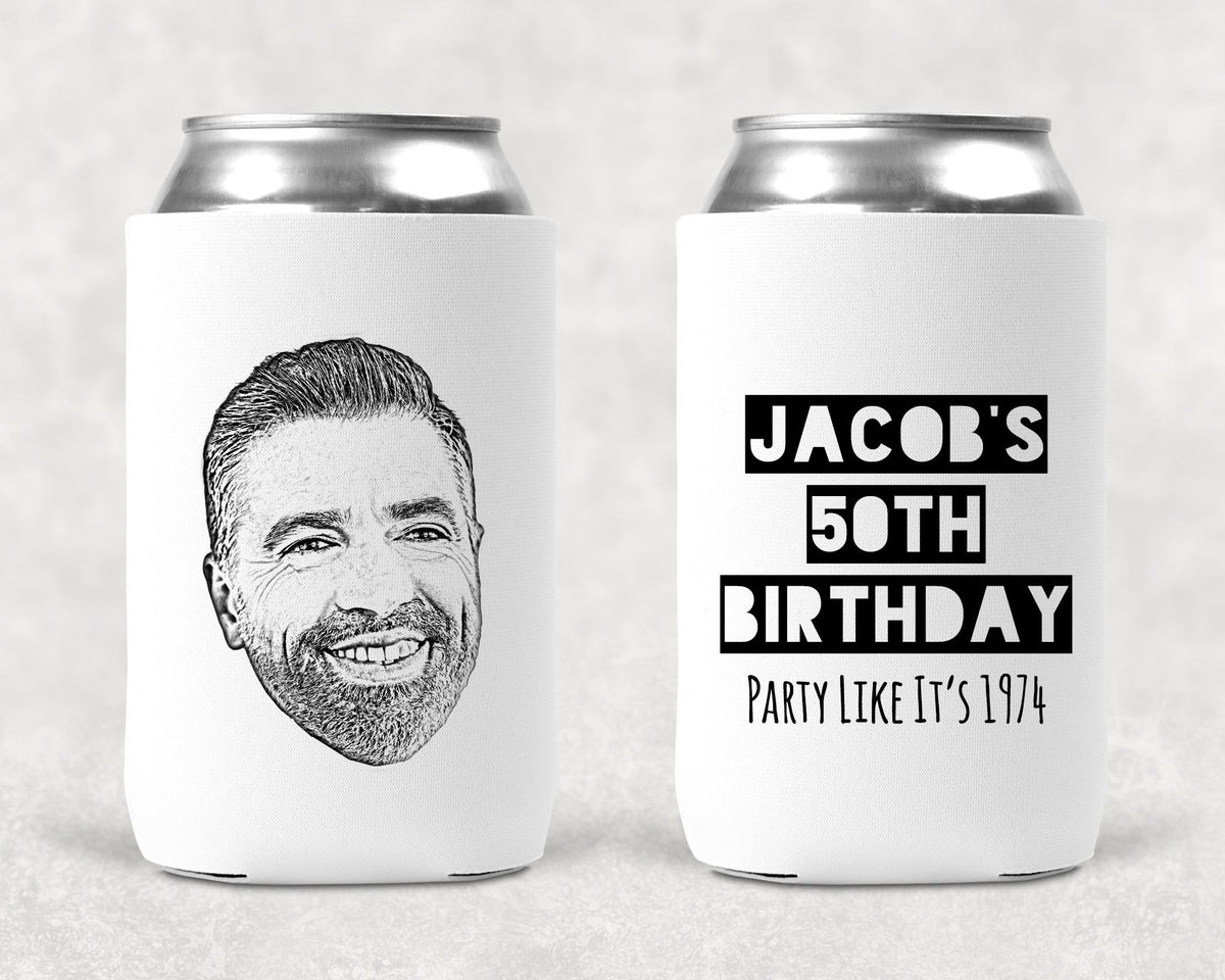 Custom Birthday Koozie - Personalized Can Cooler | Fun Birthday Favors | Slim &amp; Standard Sizes