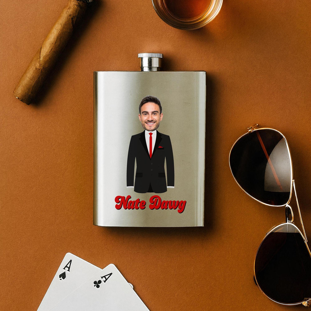 Custom Caricature Flask – Personalized Stainless Steel Flask for Groomsmen Gifts & Party Favors