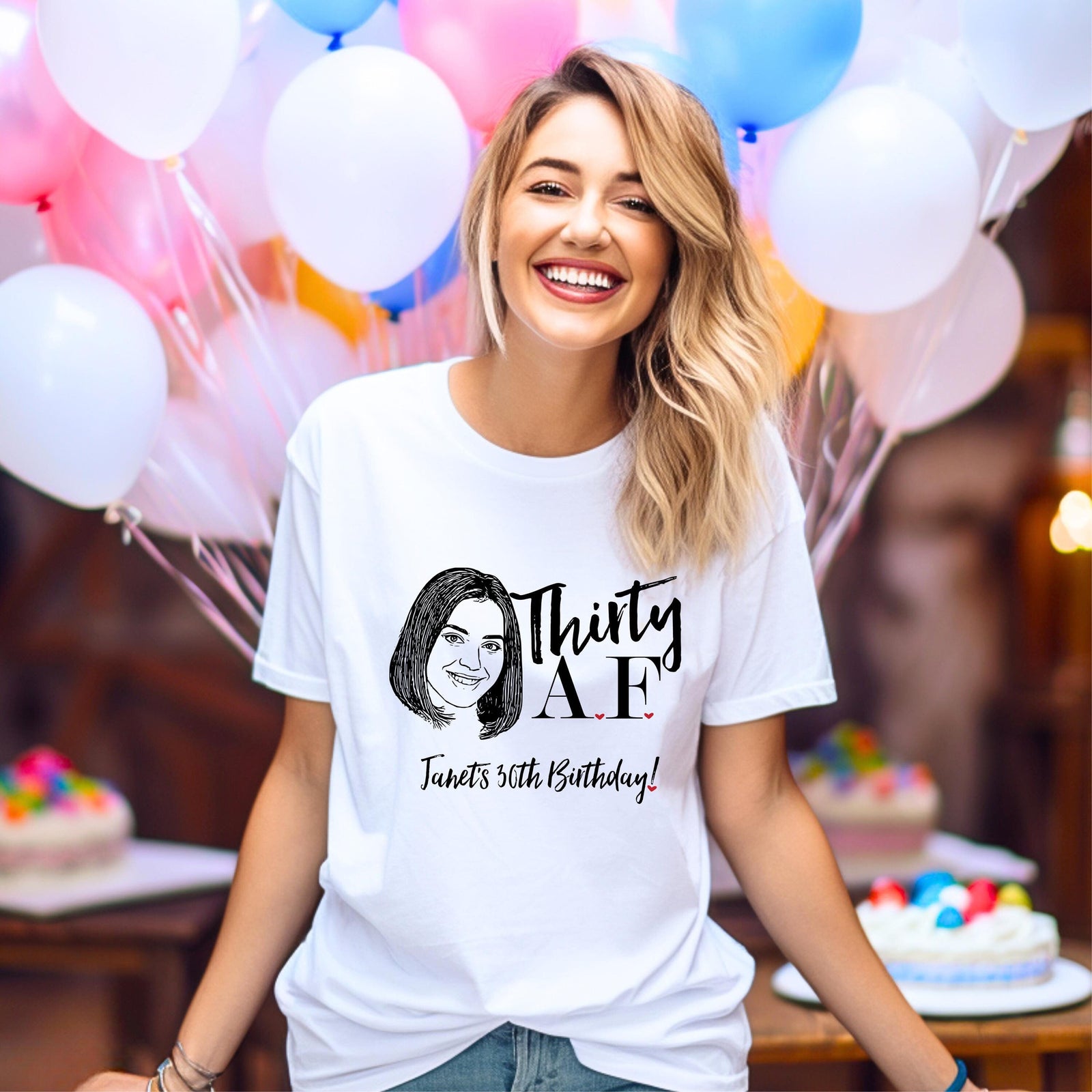 Custom Birthday T-Shirt – Personalized Caricature Shirt | Funny Milestone Birthday Party Tee