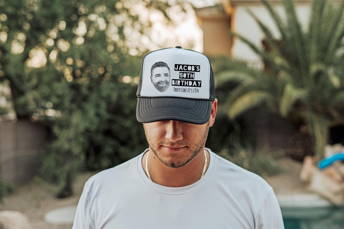 Custom Birthday Hats - Personalized Caricature Trucker Hat | Funny Party Favor
