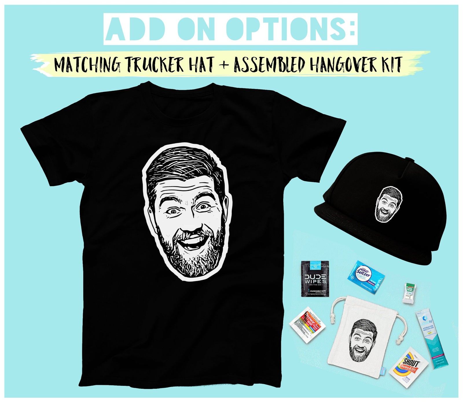 Bachelor Party Shirt - Custom Caricature Groomsmen Gift Cotton Black T-Shirt