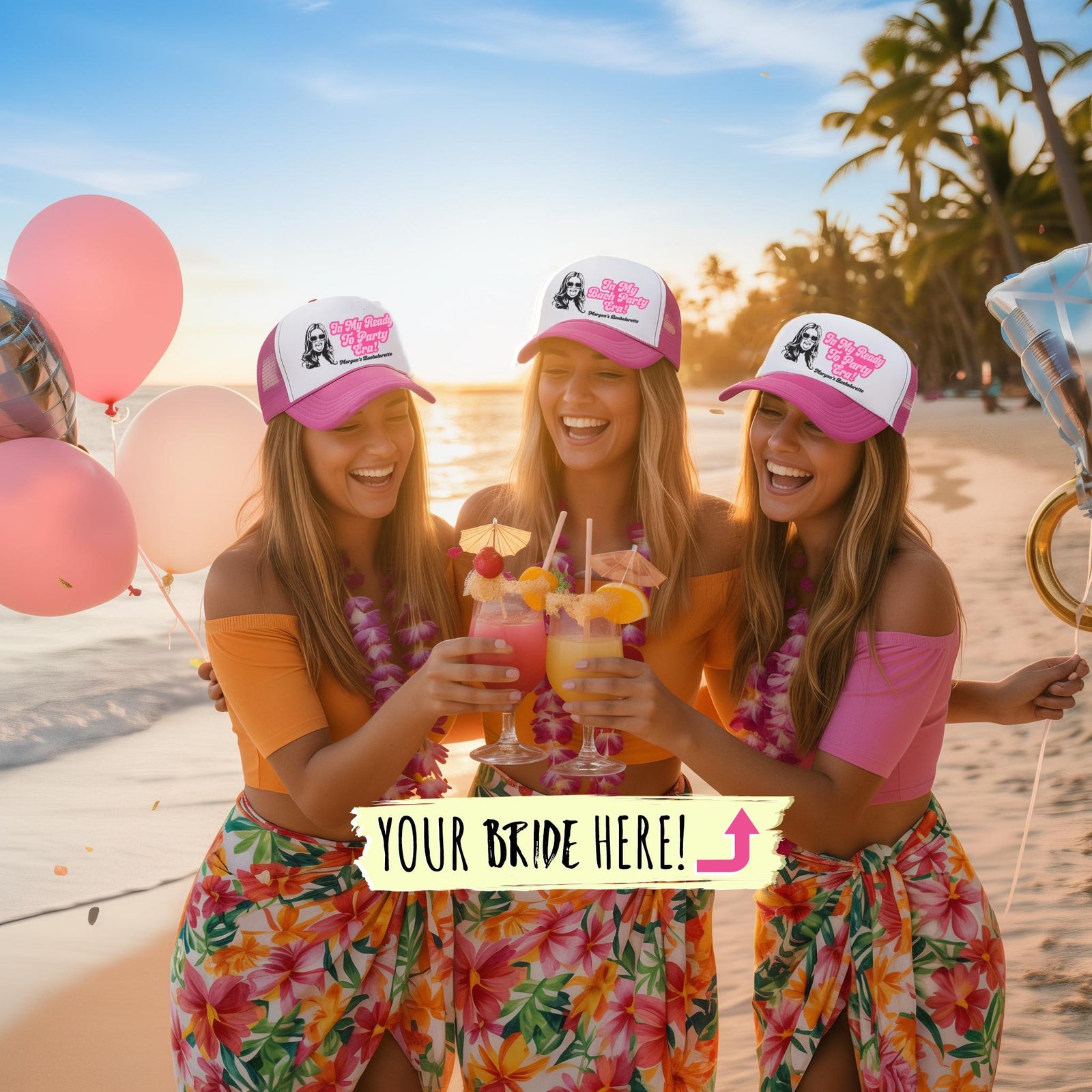 Custom Bride Caricature Trucker Hat | Bachelorette Party Gift