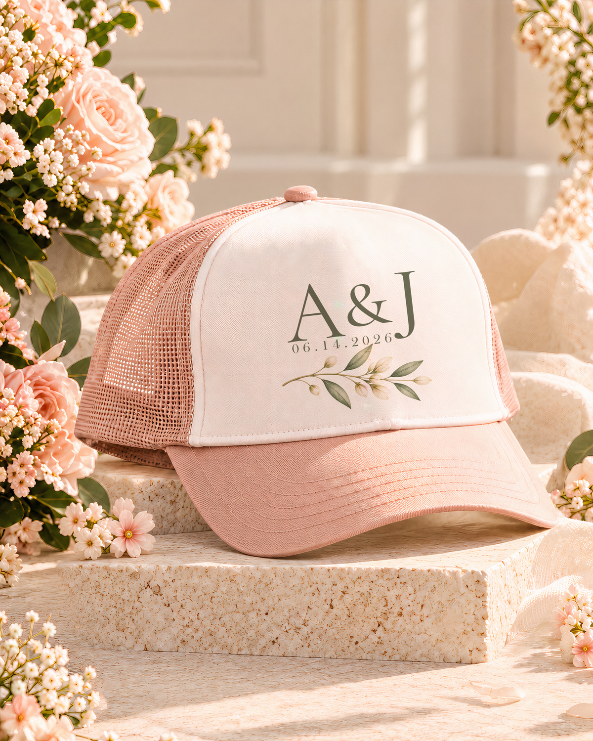 Botanical Wedding Trucker Hat | Personalized Wedding Hat