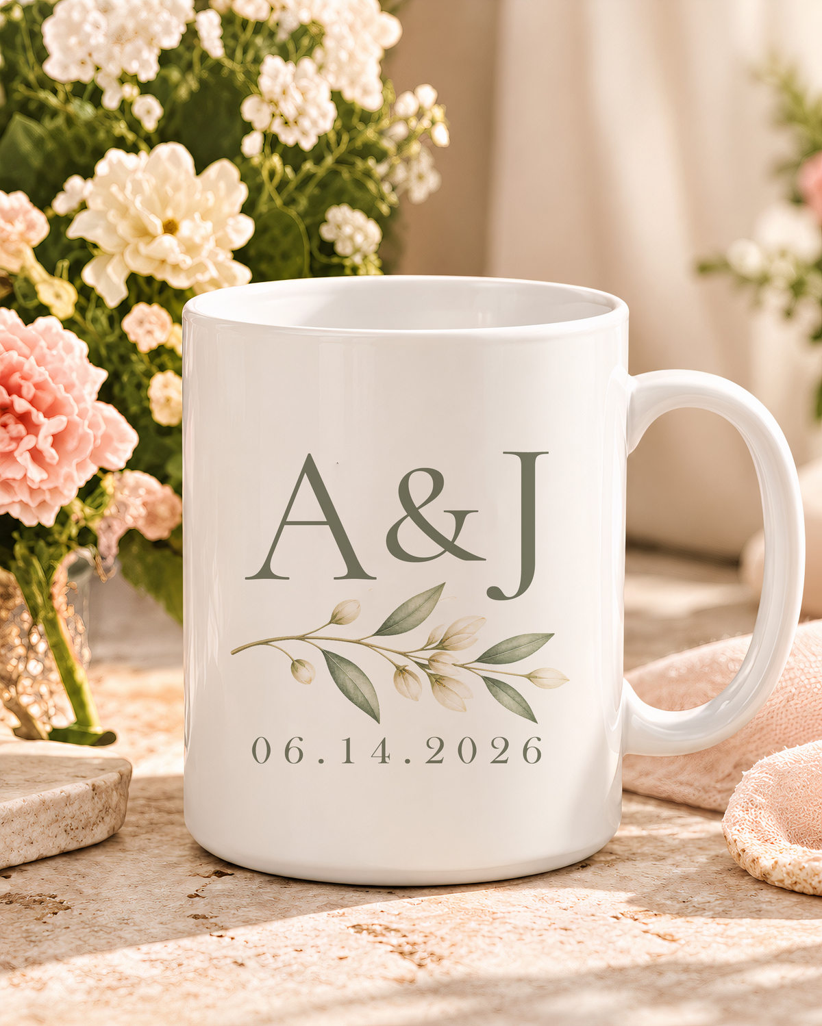 Botanical Wedding Coffee Mug | Personalized Wedding Favor