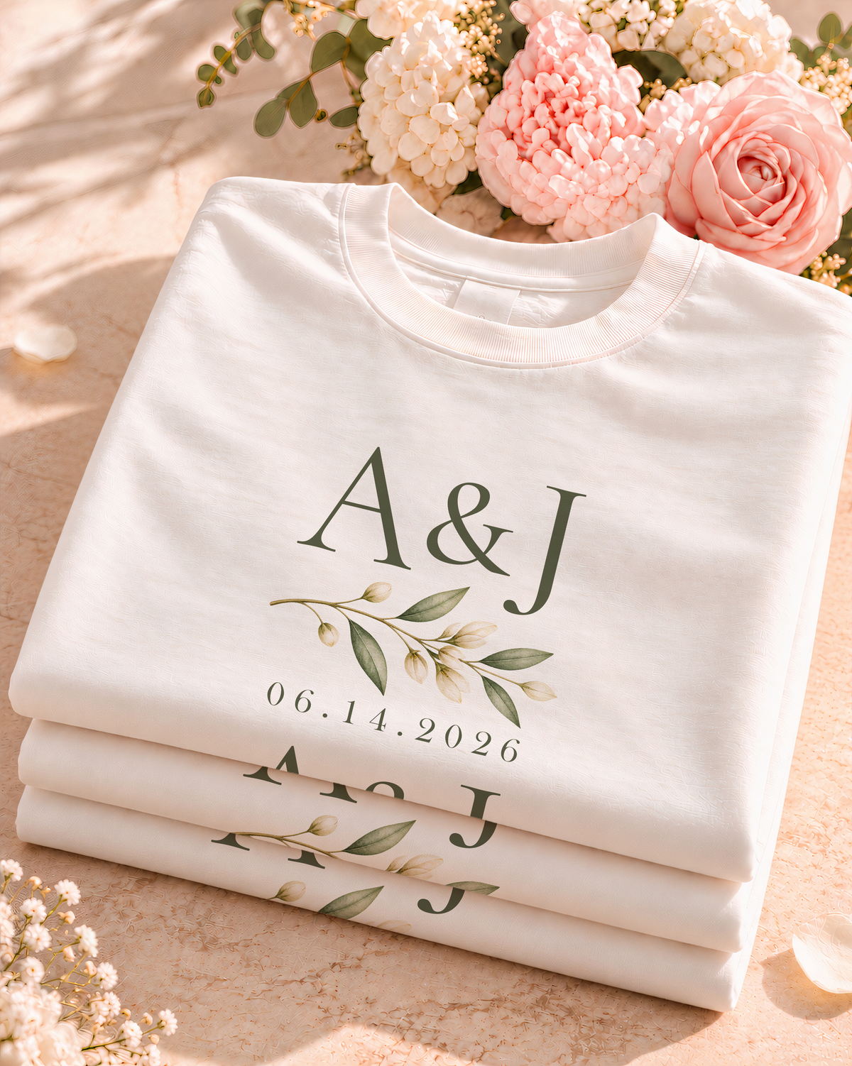 Botanical Wedding T-Shirt | Personalized Wedding Shirt