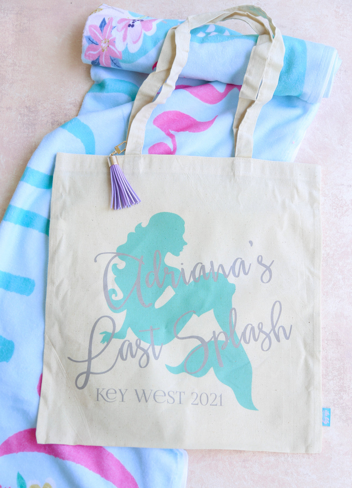 Mermaid Personalized Canvas Tote Bag for Bachelorette Parties by Ilu.Lily