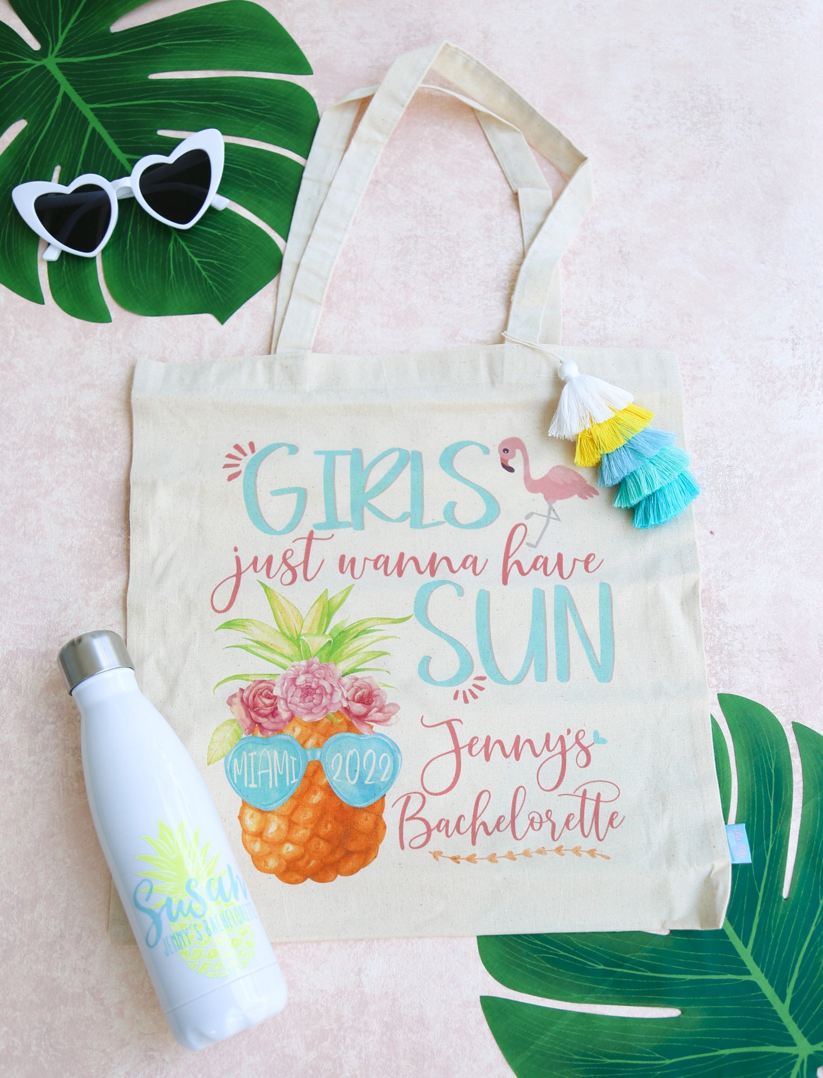 Destination Bachelorette Party Tote Bag | Matching Bachelorette Tote Bags | Girls Just Wanna Have Sun