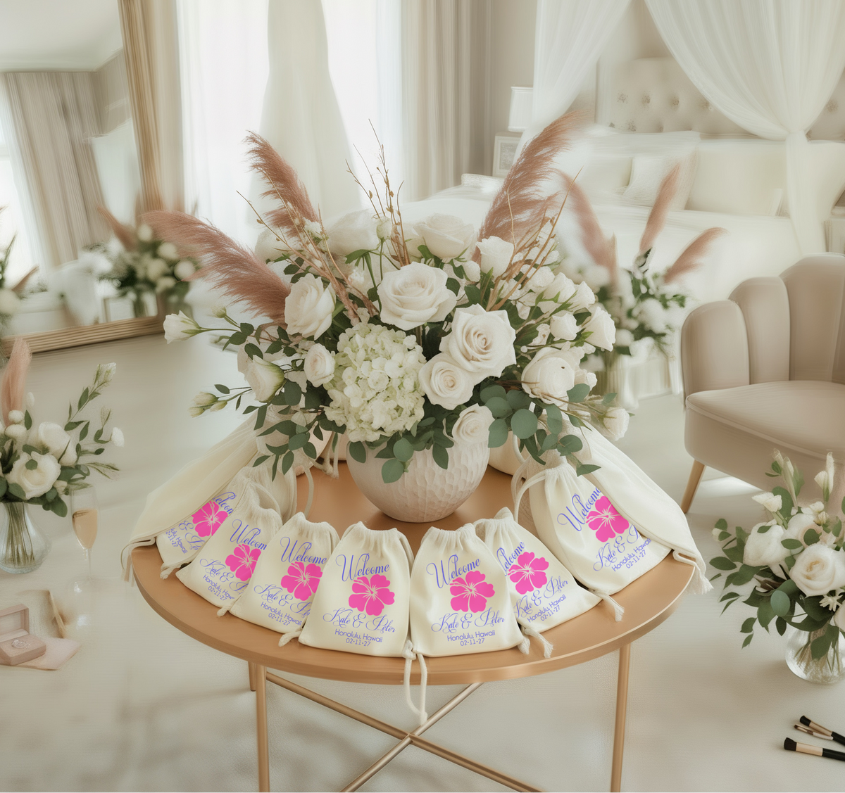 Destination Wedding Welcome Favor Bag | Personalized Hibiscus