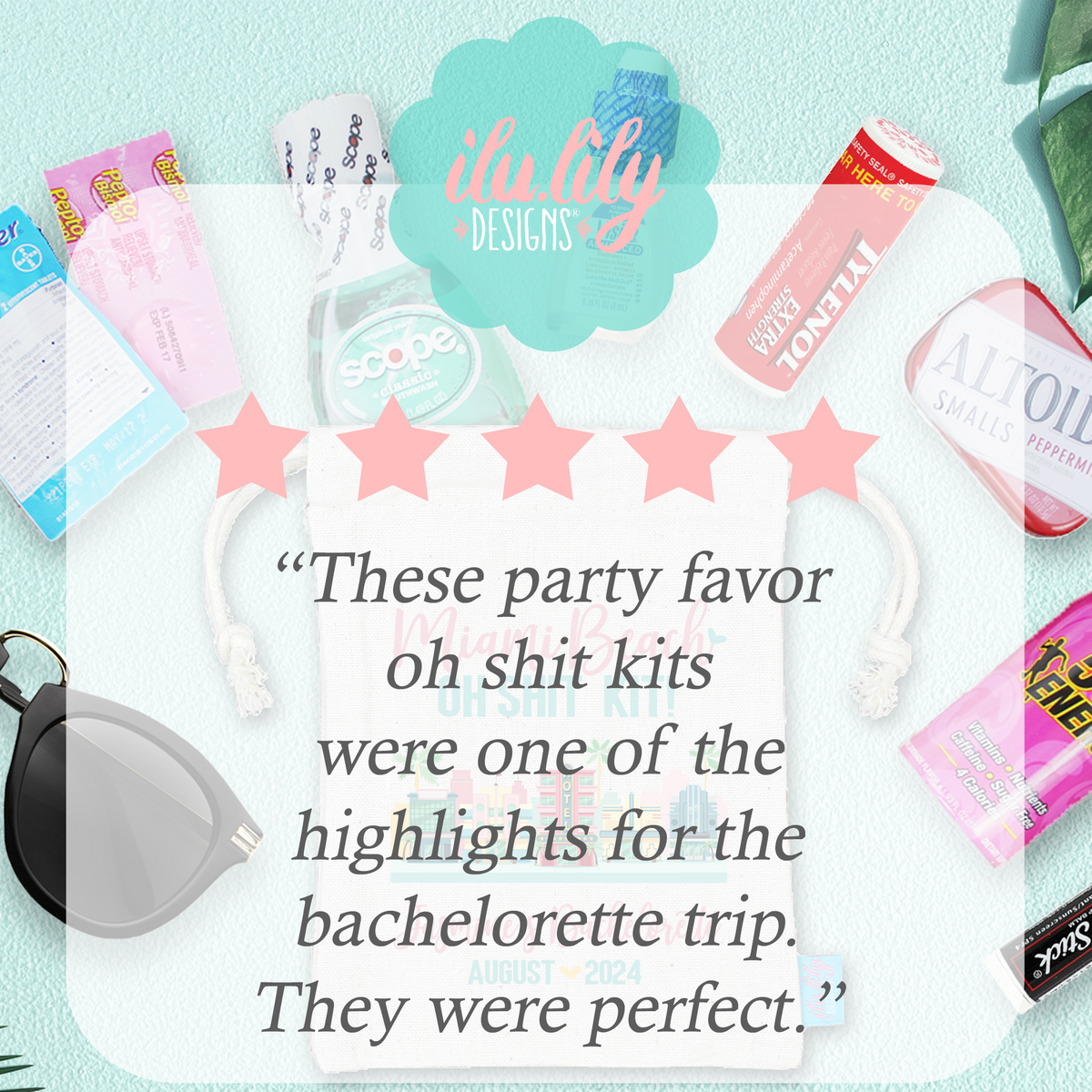 Bachelorette Party Miami Hangover Kit | Miami Beach Survival Kit | Oh Shit Kit