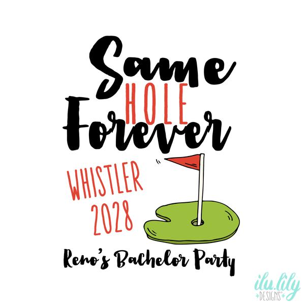 Personalized Flask | Custom Same Hole Forever Stainless Steel Flask  - Bachelor Golf Trip