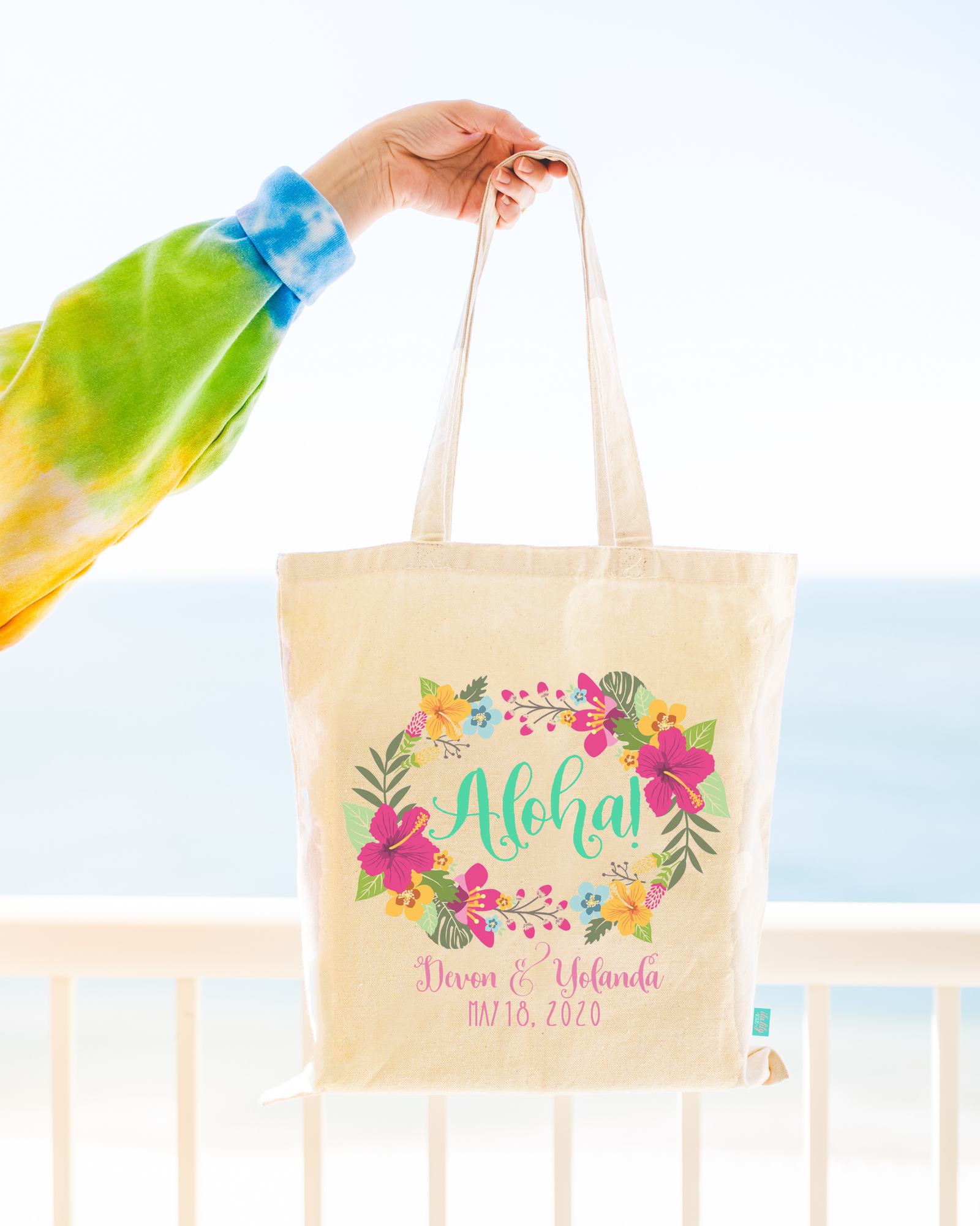 Destination Wedding Welcome Tote Bag | Hawaii Wedding Favor | Aloha Floral