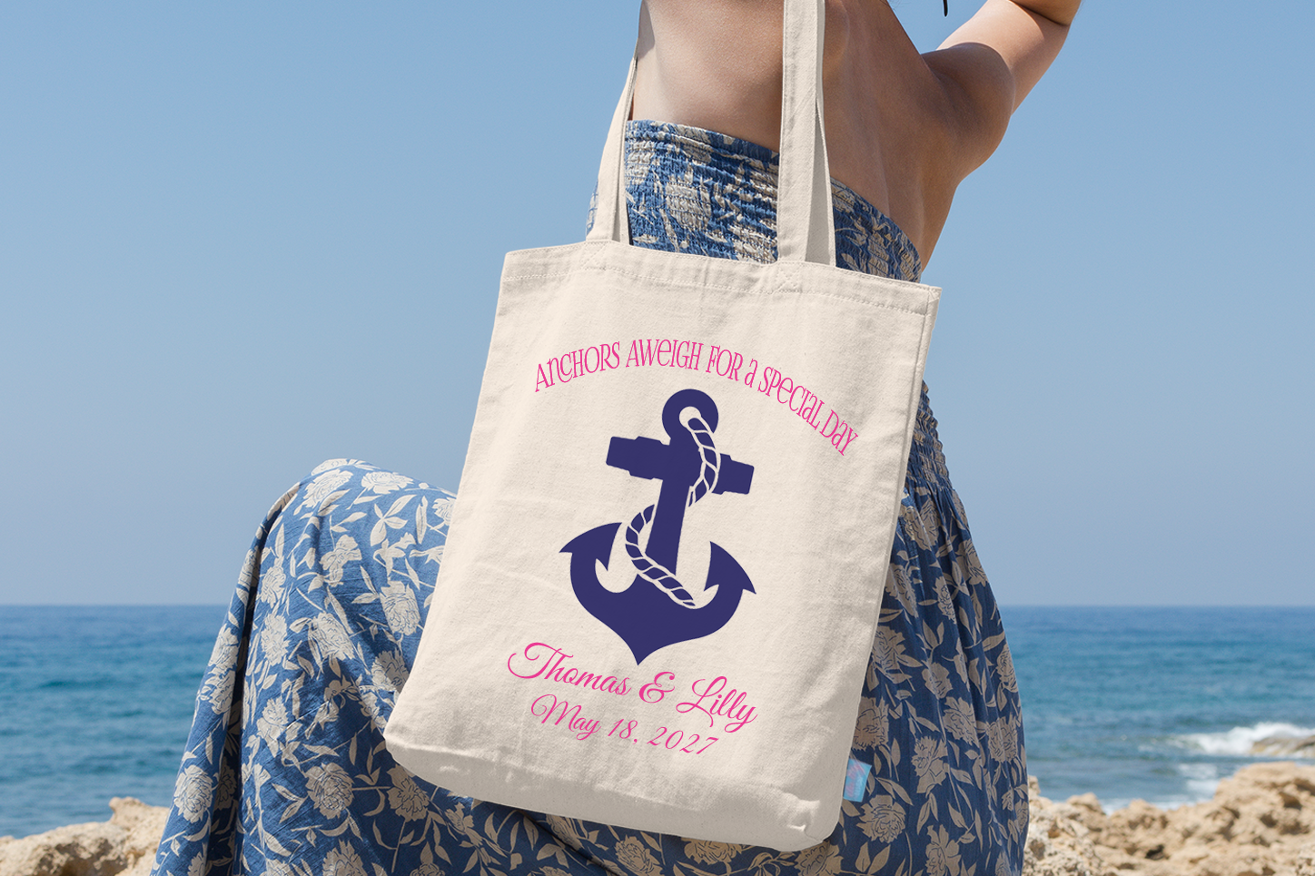 Destination Wedding Tote Bags | Personalized Wedding Tote Bag | Anchors Aweigh